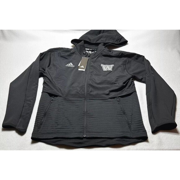 Washington Huskies Jacket Mens Medium Black Adidas Track Full Zip Team NWT New